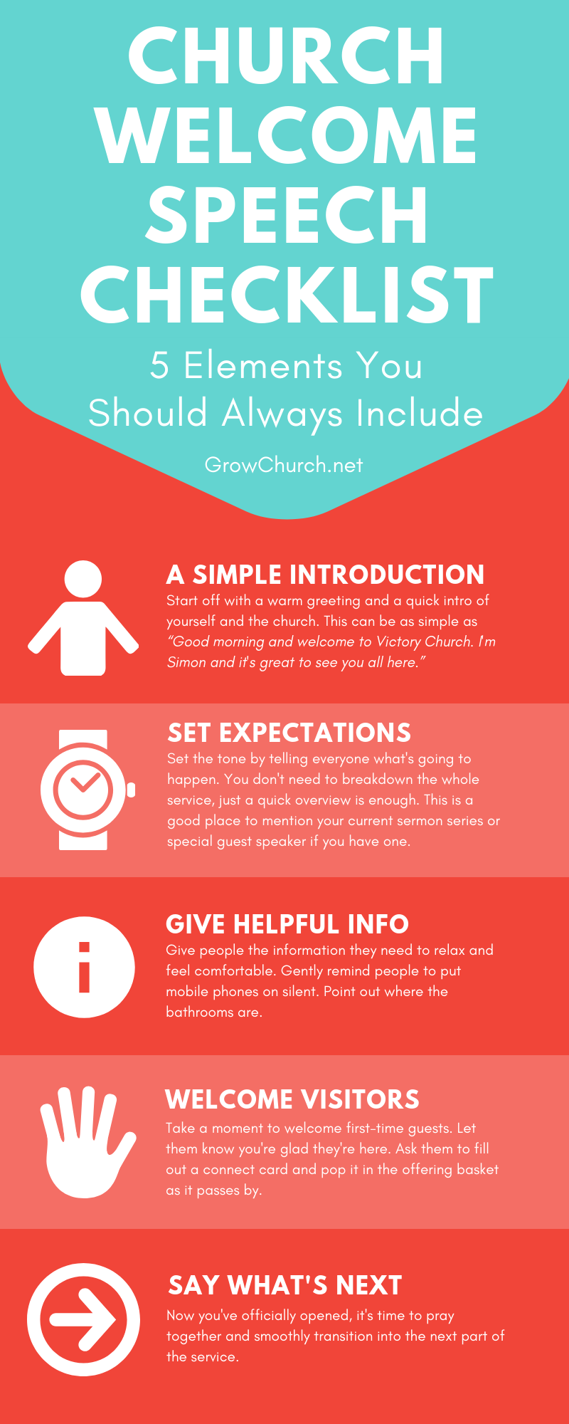 church welcome speech checklist infographic