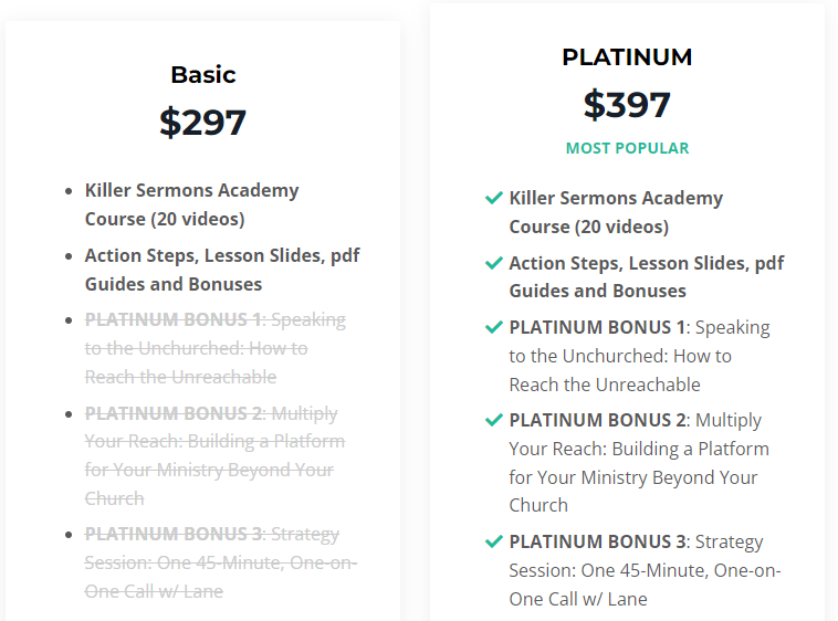 killer sermons academy pricing