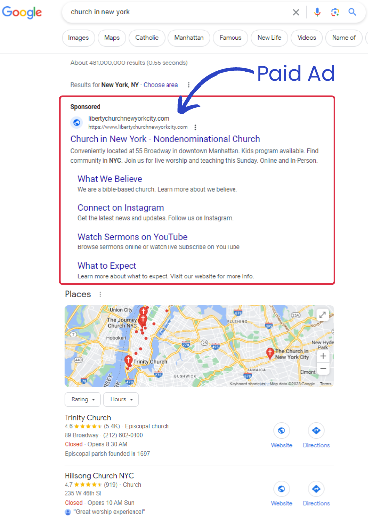 church google ad example