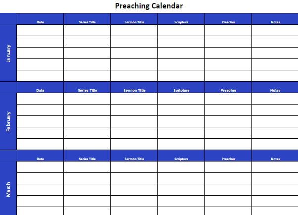 preaching calendar template